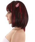 Women's Devilish Tinsel Bob with Horns | Rave Wig | Premium Breathable Capless Cap