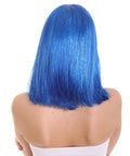 Bright Blue Bob with Blue Tinsel | Sparkly Celebrity Halloween Wig | Premium Capless Cap