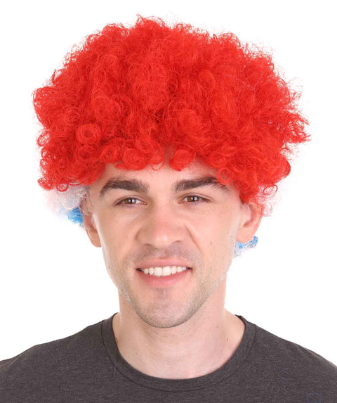 Holland Sport Afro Fun Wig | Red Blue White Jumbo Wig