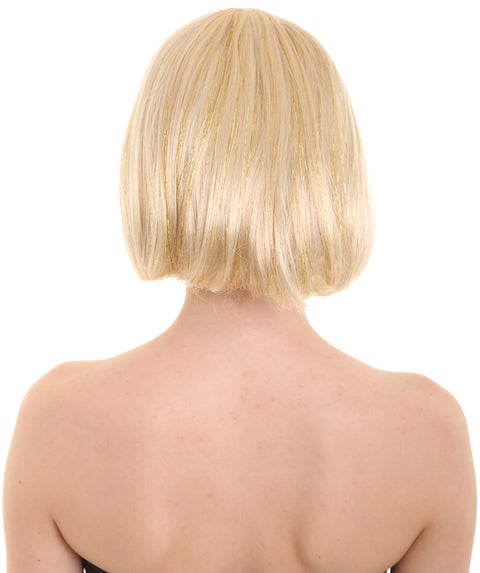 Gold Blonde Bob with Tinsel Halloween wig