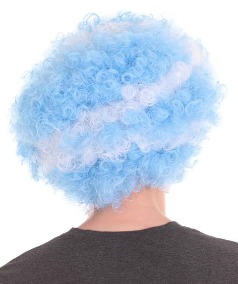 Greece Sport Afro Fun Wig | Blue White Super Size Jumbo Wig