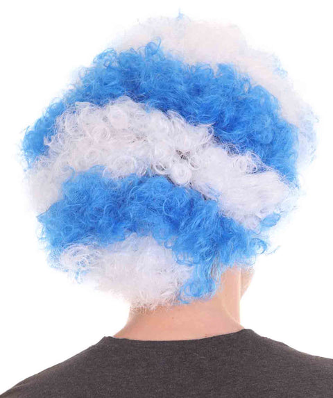 Uruguay Sport Afro Fun Wig | Jumbo Blue White Wig