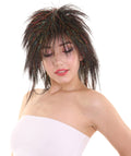 Womens Black Rave Mullet with Gold Iridescent Tinsel Highlights | Halloween Rave Wig | Premium Breathable Capless Cap