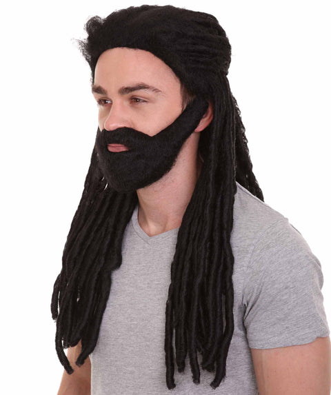 Science Fiction Movie | Men's Long Length Braided Black Dreadlocks Wig | Premium Breathable Capless Cap
