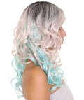 Long Grey and Blue Ombre Wig