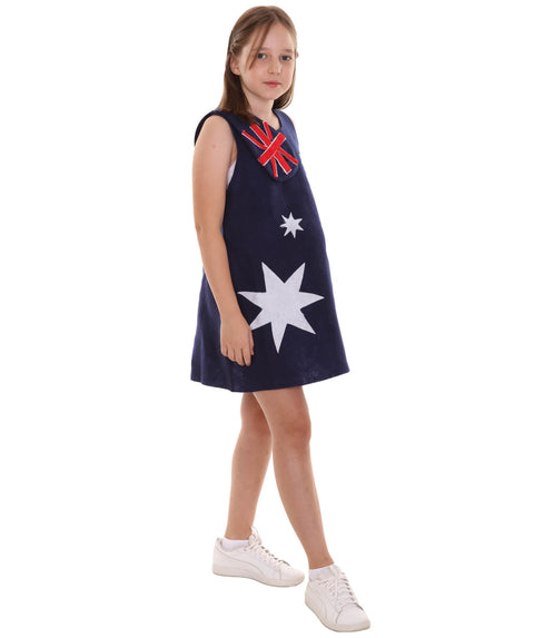 Child's Girl Patriotic Celebratory Australian Flag Troll Dress Costume | Patriotic Cosplay Costume