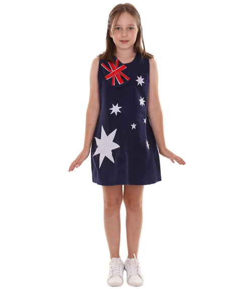Child's Girl Patriotic Celebratory Australian Flag Troll Dress Costume | Patriotic Cosplay Costume
