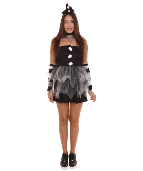 Adult Women's Scary Clown Costume | Black & White Cosplay Costume