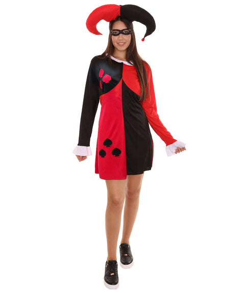 Adult Women's Clubs Poker Dress Costume | Black & Red Cosplay Costume