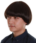 Adult Men's Dark Brown Color Straight Retro Bowl Wig