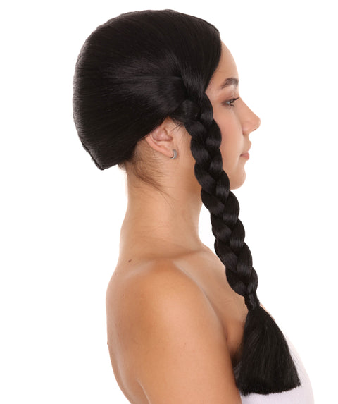 Women's Family Pigtails Black wig | Premium Breathable Capless Cap
