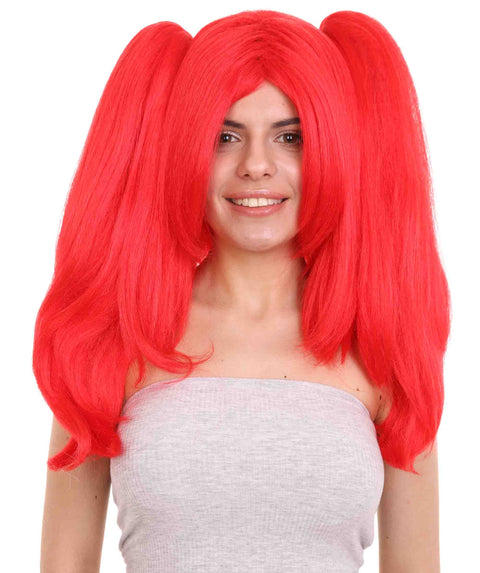 Clown Girl Ponytail Red Wig
