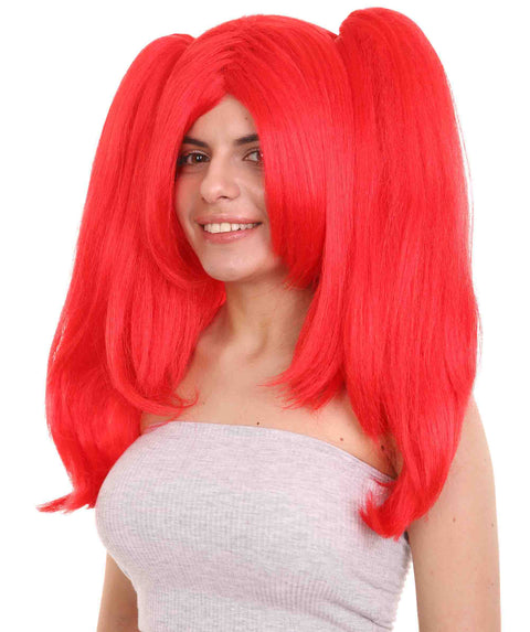 Clown Girl Ponytail Red Wig