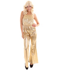 Adult Women's 70's Disco Jumpsuit Costume | Gold Cosplay Costume