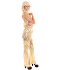 Adult Women's 70's Disco Jumpsuit Costume | Gold Cosplay Costume