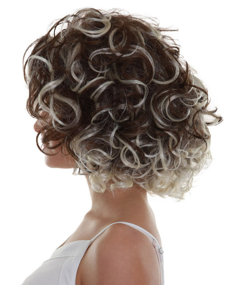 Short Curls Empress | Women's Brown Highlighted Color Wavy Short Length Trendy Empress Wig