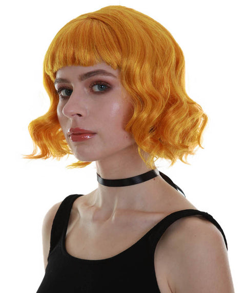 Adult Women's Gold Color Wavy Shoulder Length Trendy Wig