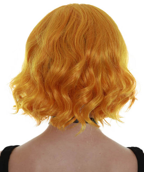 Adult Women's Gold Color Wavy Shoulder Length Trendy Wig