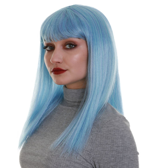 Dreamcicle | Women's Icy Blue Color Straight Shoulder Length Trendy Dreamcicle Wig