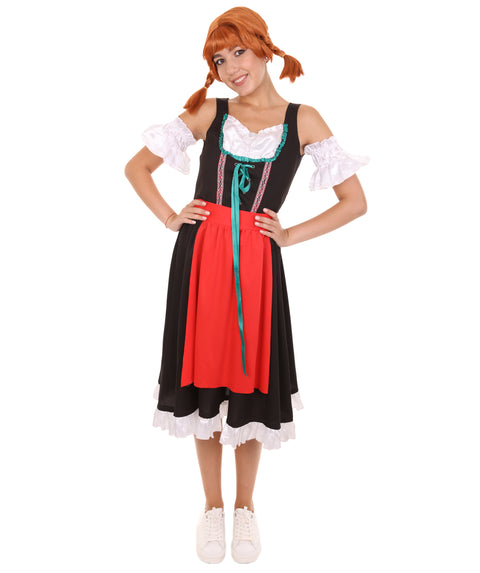 Adult Women's Oktoberfest Fraulein Costume | Black & Red Halloween Costume