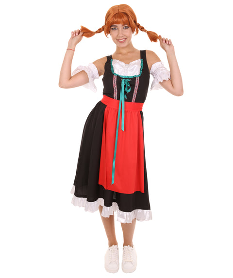 Adult Women's Oktoberfest Fraulein Costume | Black & Red Halloween Costume