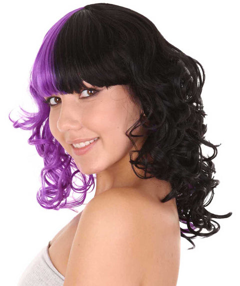 Purple & Black Curly Wig 
