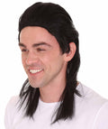 80s Black Mullet Men's Hair | Long Celebrity Halloween Wig | Premium Breathable Capless Cap