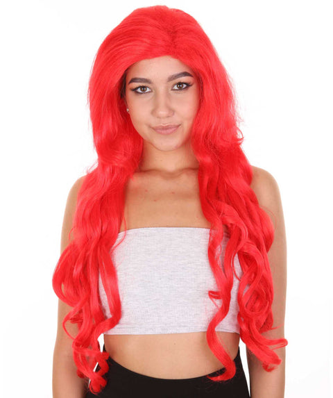 Womens Mermaid Wig | Red Princess Wigs | Premium Breathable Capless Cap