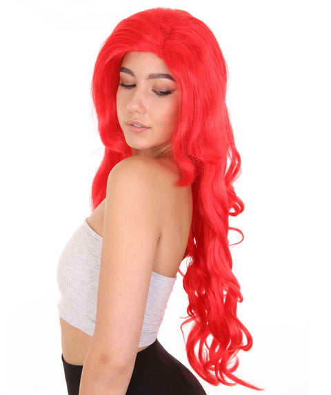 Womens Mermaid Wig | Red Princess Wigs | Premium Breathable Capless Cap