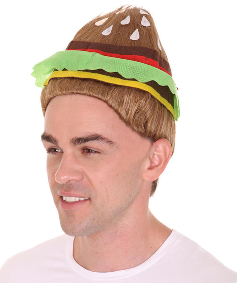 Burger Unisex Wig | Food Theme Cosplay Halloween Wig | Premium Breathable Capless Cap