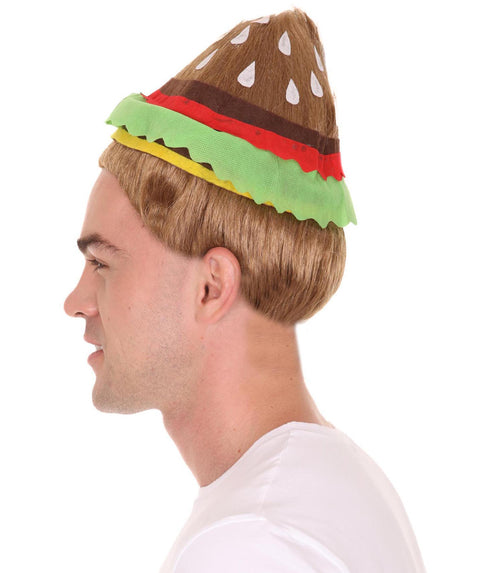 Burger Unisex Wig | Food Theme Cosplay Halloween Wig | Premium Breathable Capless Cap