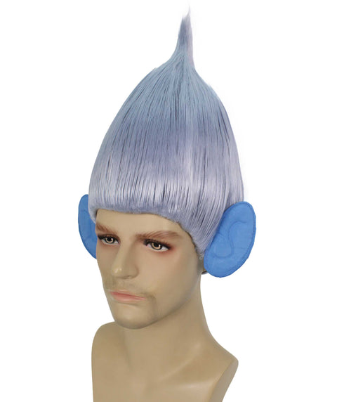 HPO Adult Men's Pointy Diamond Guy Troll Wig with Blue Ears | Multiple Color Options