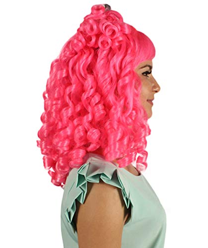 Colonial Lady Pink Curly Wig