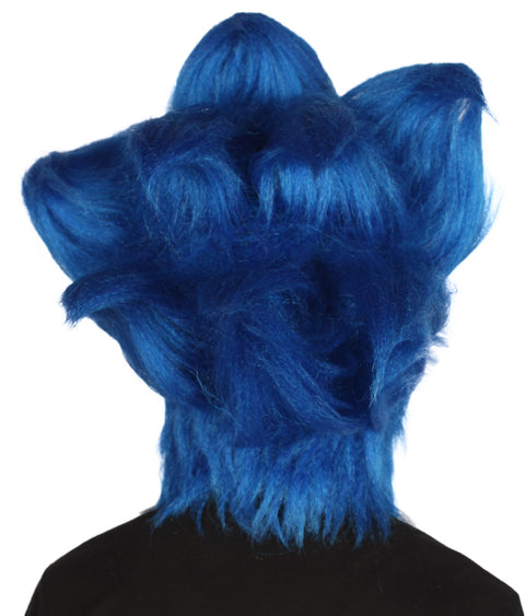 Furry Game | Men's White and Blue Straight Long Furry Hedghog Costume Cosplay Wig | Premium Breathable Capless Cap