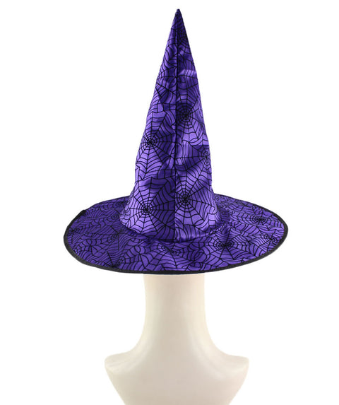 Purple & Black Spider Web Witch Hat