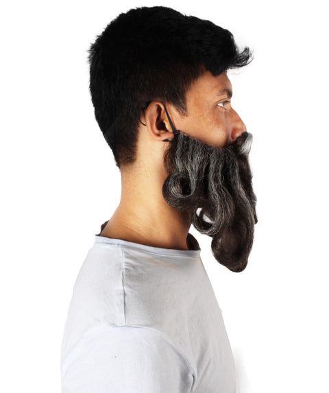 Men's Giant Grey & Brown Twisted Wizard Champion Mustache and Beard