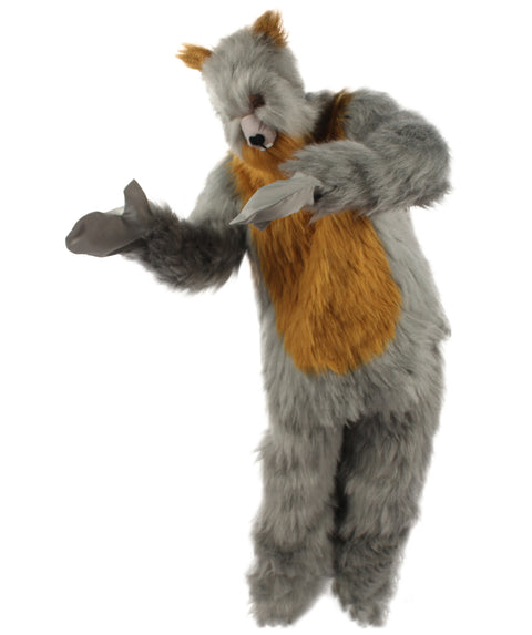 HPO Grey and Brown Squirrel Costume with Mask and Tail  - Long Breathable Synthetic Fibers Bundle