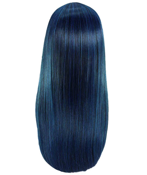 Adult Women's Dark Blue Color Straight Medium Length Trendy Wig