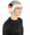 Women’s Flag-themed Short Bob Wig with Bangs for Sporting Events