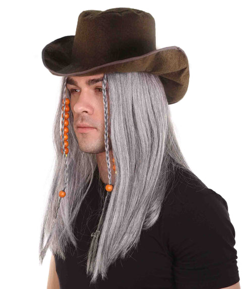 Ghost Pirate Wig with Hat Set | Grey Pirate Wigs | Premium Breathable Capless Cap