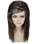 Women's 60's Brunette Bouffant with Silver Tinsel Highlights | Halloween Rave Wig | Premium Breathable Capless Cap