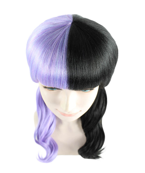 Singer Wavy Ponytail Womens Wig | Purple & Black Celebrity Wig | Premium Breathable Capless Cap