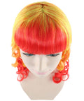 Red and Yellow Two Tone Long Wavy Womens Wig | Party Ready Fancy Cosplay Halloween Wig | Premium Breathable Capless Cap