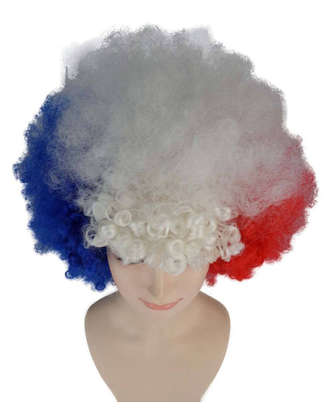 France National Flag Afro Wig