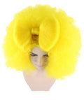 Adult Women Yellow Afro Small Bow Wig HW-868 - HalloweenPartyOnline