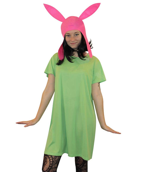 Adult Women's Burgers Carton TV/Movie Costume | Pink & Green Halloween Costume