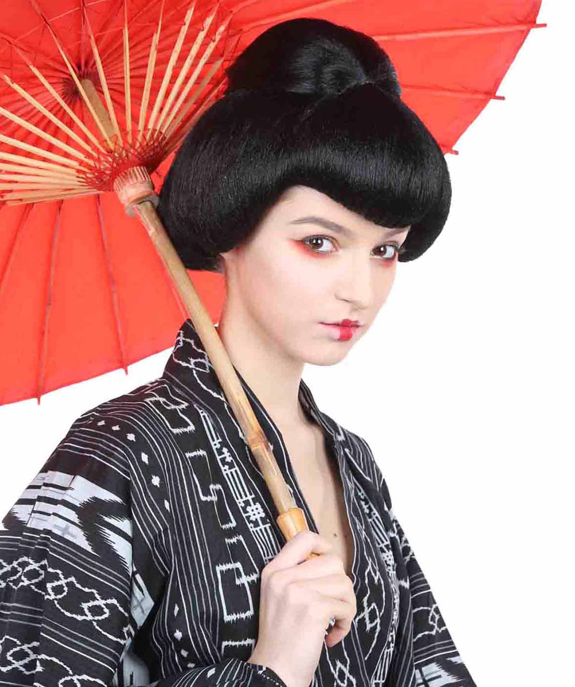 Banana Costumes Womens Geisha Wig Black - HalloweenPartyOnline