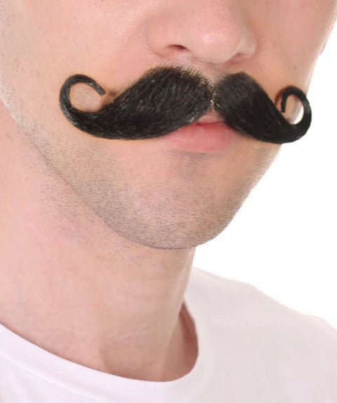 HPO Men's Relief Pitcher Rollie Mustache Set Black Cosplay Facial Hair