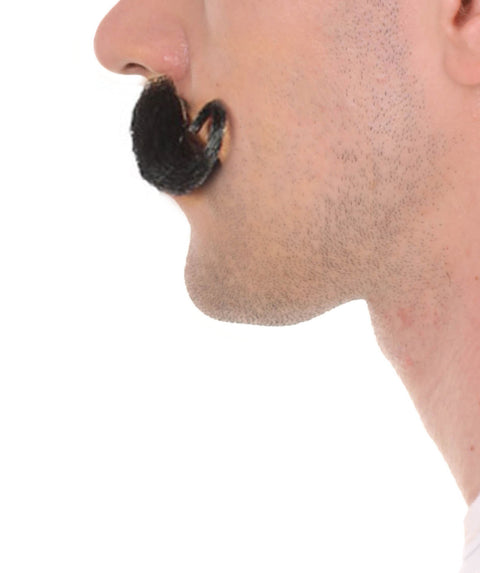 HPO Men's Relief Pitcher Rollie Mustache Set Black Cosplay Facial Hair
