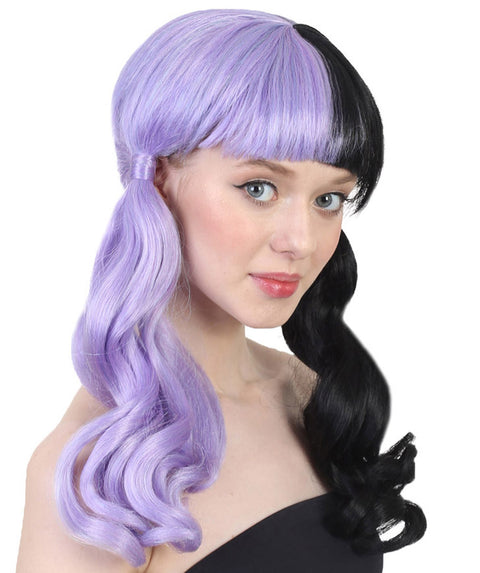 Singer Wavy Ponytail Womens Wig | Purple & Black Celebrity Wig | Premium Breathable Capless Cap